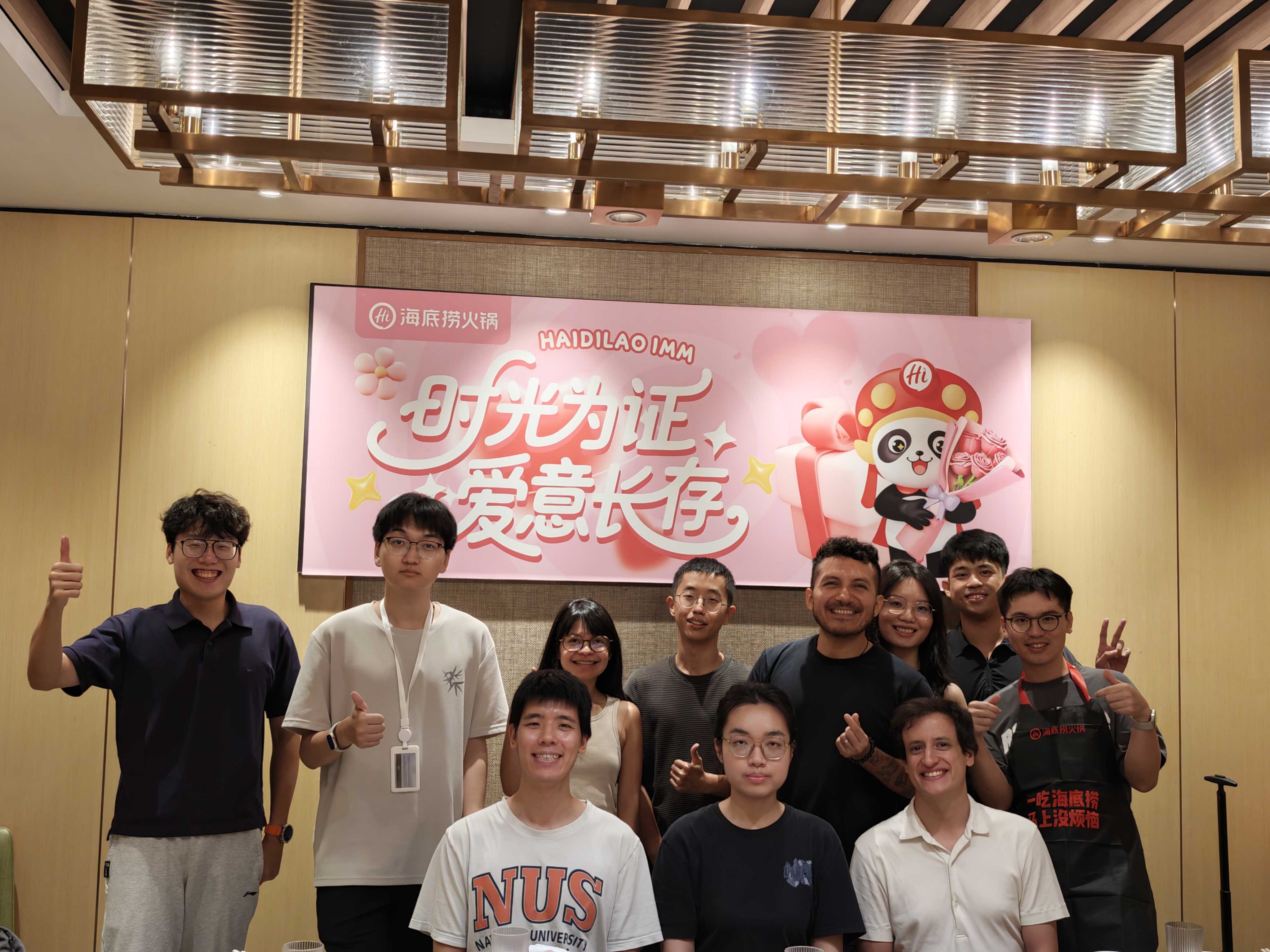 Evening farewell dinner for Juan, Kun, and Koichi